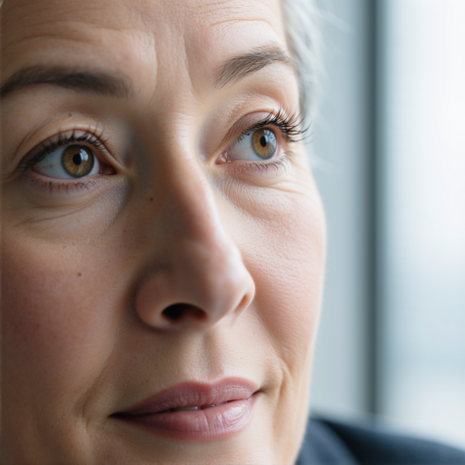 四十五岁左右中年女性头像，穿职业套装，黑色外套，白色衬衫，浅色背景，专业商务形象